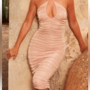 Rose gold keyhole ruched oh polly dress uk size 8/ us size 4